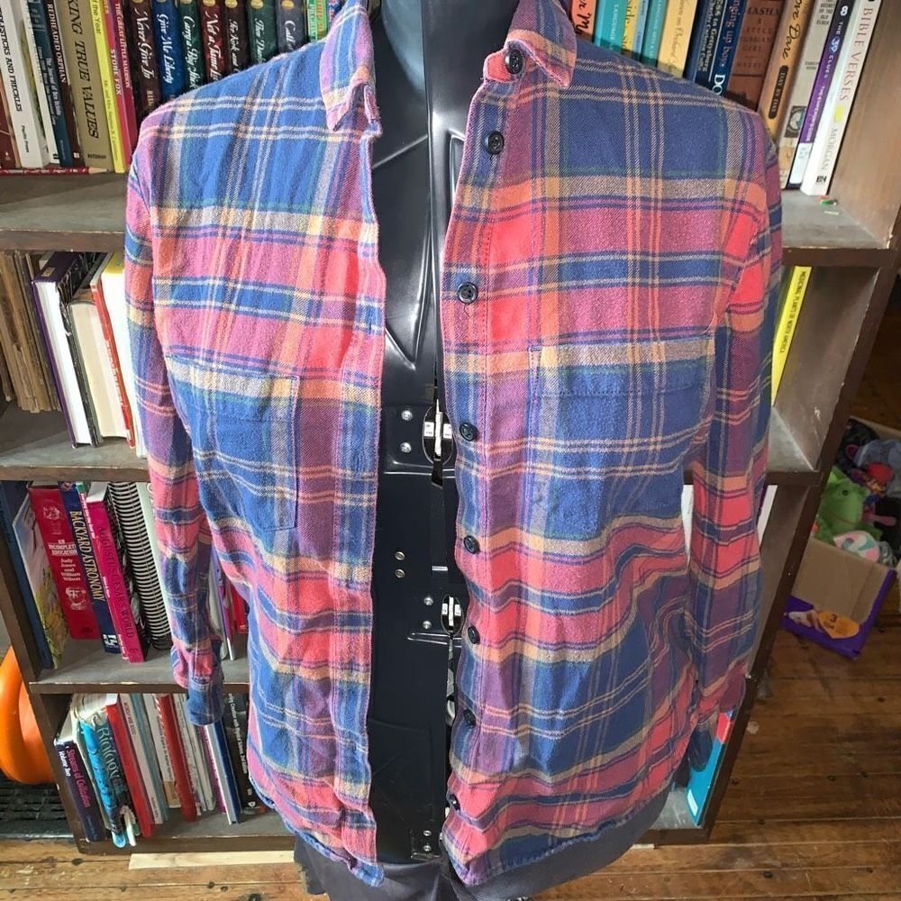 Madewell oversized red & blue plaid flannel XXS button down shirt